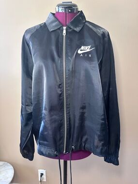 Nike Air Sheen Jacket Black with Drawstrings, Semi-Sheer, Activewear, Bomber